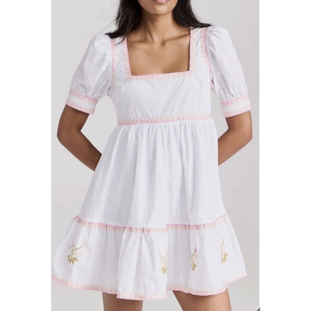 English Factory Dress Womens Large Floral Embroidery Cottage Prairie Milkmaid